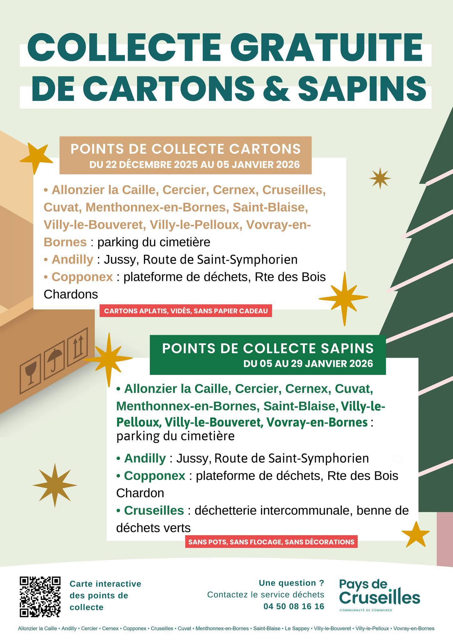COLLECTE DE CARTONS SAPINS 2025